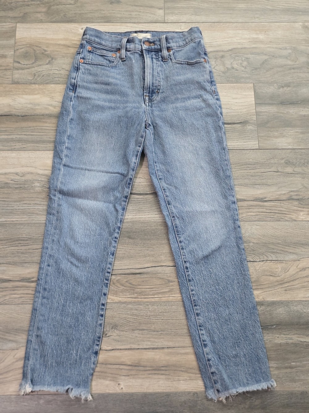 Madewell High-Rise Straight Leg Jeans in Light Blue Wash